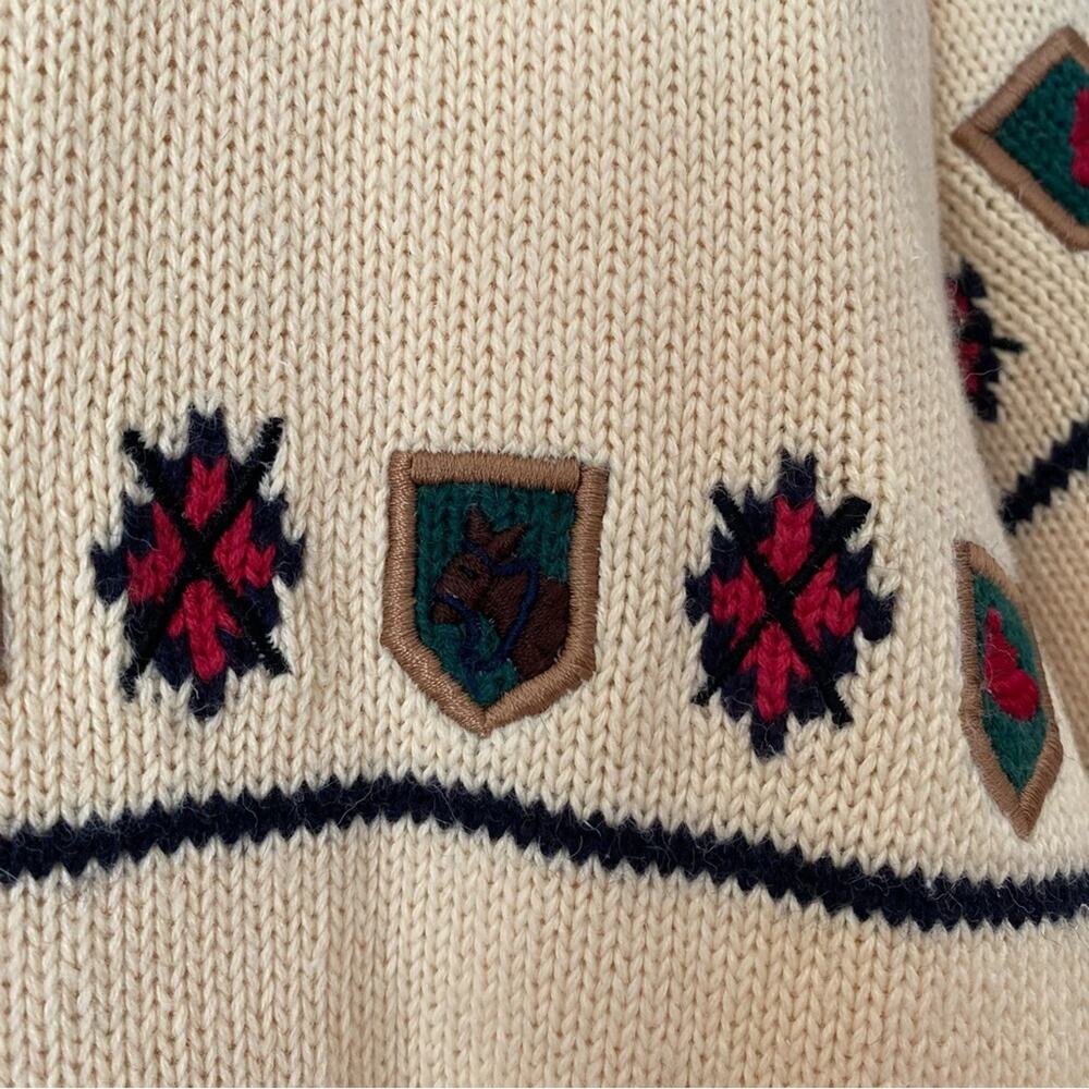 Vintage NWTs Marisa Christina Yellow Equestrian Patch Academia Cardigan Sweater - Picture 4 of 7